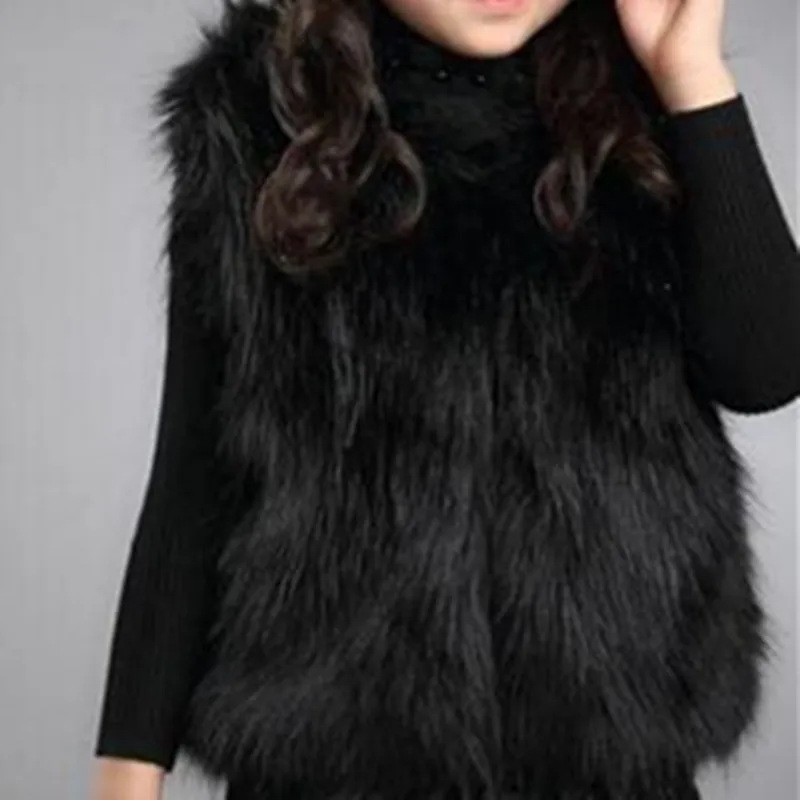 Fashion New Baby Girl Vest Tops Autumn Winter Coat Elegant Girls Vests Kids Tan Faux Fur Wool Children's Outerwear JW0239