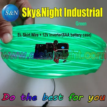 

2017 Hot Item Green-10M EL Wire/EL Welt Wire/EL Skirt Wire With 12V-8AA Inverter +Free Shipping