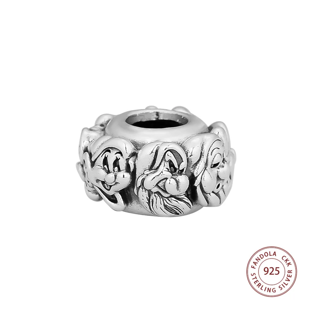 

The Seven Dwarfs All Around Spacer Beads 925 Sterling Silver Woman Charm for Jewelry Making Fits European Original Bracelets