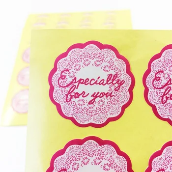 

1200Pcs/lot Lace Scrapbooking Pink Embossed Flower DIY Multifunction Seal Sticker With 'Especially for you' Gift Packaging Label