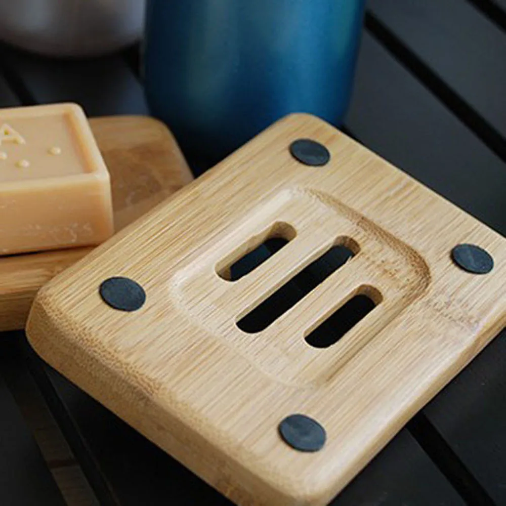 Natural Bamboo Wood Bathroom Shower Soap Tray Dish Storage Holder Plate 2018