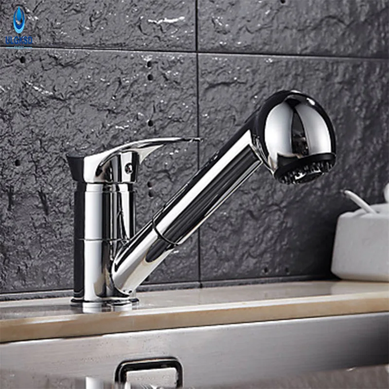 

ULGKSD Kitchen Faucet Pull Out Sprayer Faucet 360 Rotation Kitchen Sink Deck Mounted Faucet Hot and Cold Water Mixer Taps