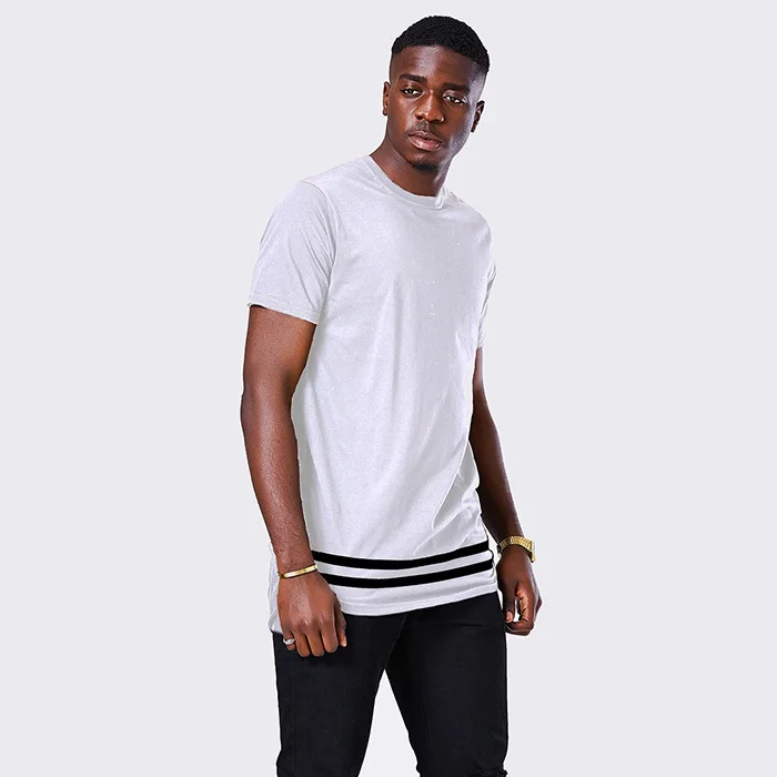 Moomphya Fashion streetwear Men short sleeve t shirt Stylish Longline hipster t shirt men patchwork stripe t shirt