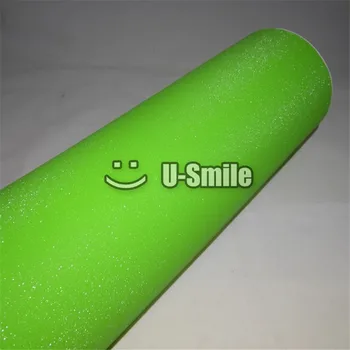 

High Quality Apple Green Glitter Sandy Sparkle Vinyl Film Roll Bubble Free For Phone Laptop Sticker Cover Size:1.52*30M