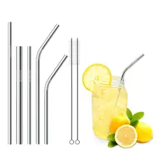 Stainless steel straws Metal beverage straws 7 piece combination bag set