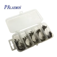 PALAEMON 50 шт./кор. из углеродистой стали Crank Hook 3/0#2/0#1/0#1#2# мягкие рыболовные Крючки рыболовные снасти с ящиком для хранения