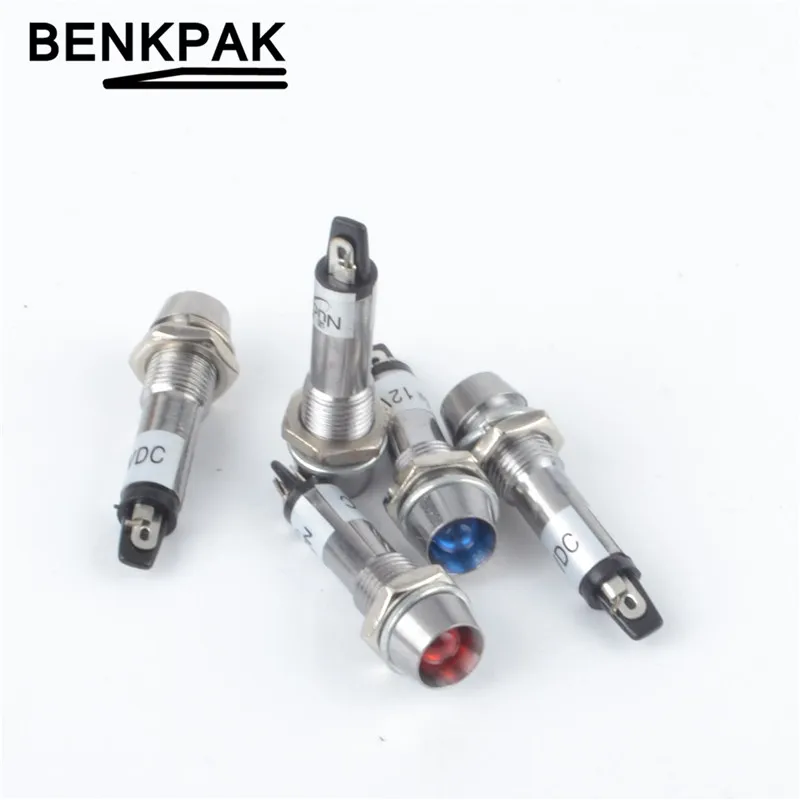 Металлический светодиодный светильник пилот 5 шт. 12 В 24 220 8 мм|light metals|light pilot lightlight