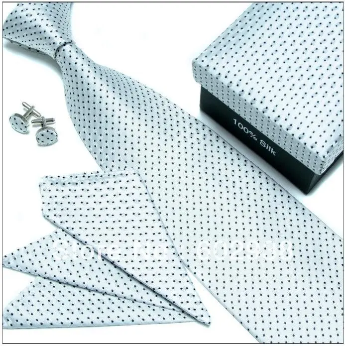 Men Box Tie wedding mens tie silk cufflinks+tie+hanky neck ties handmade 2012 Factory BHINHDDH2154110S | Аксессуары для одежды