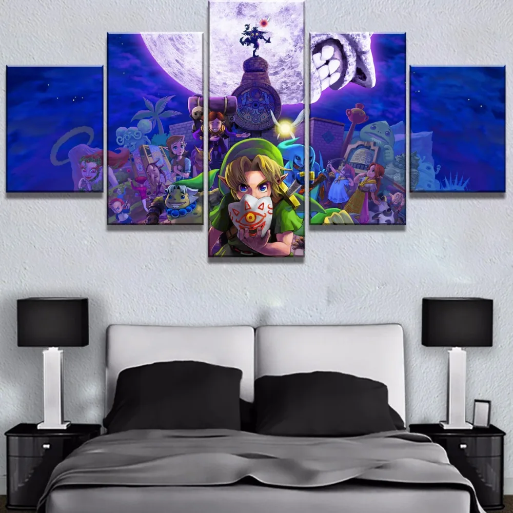 5 Piece Canvas Art Legend Of Zelda Game Poster Modern Decorative