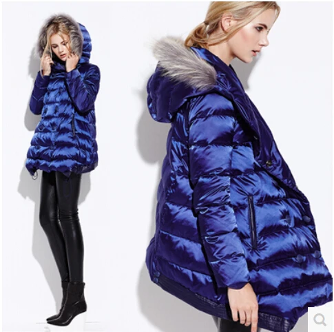 Cheap 2015 New Winter Thicken Warm Women Down jacket Coat Parkas  Hooded Raccoon Fur collar Cloak Long Plus Size L Luxury High quality