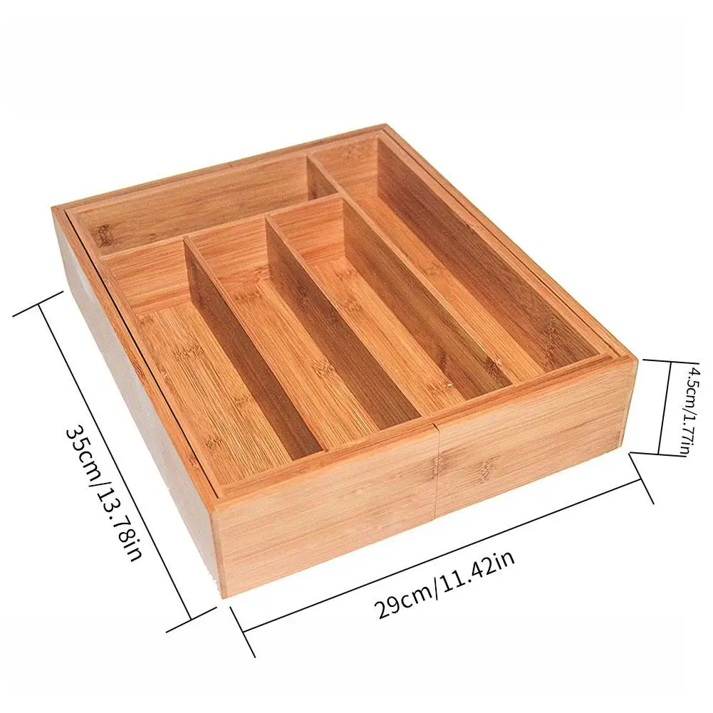 Регулируемая ручка ящика бамбук кухонная посуда столовые приборы ящик для хранения с 7 отделениями ежедневный органайзер для предметов первой необходимости разделитель