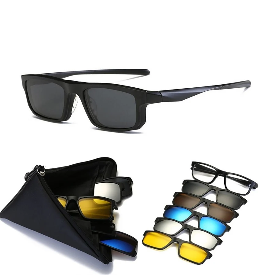 

With 5 clip on Polarized Sunglasses Magnetic Adsorbent Glasses Frame Men Women Optical Spectacle Frame myopia eyeglasses