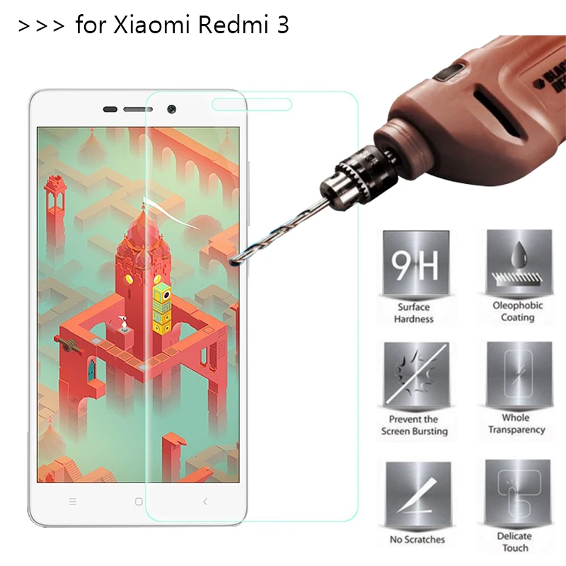 2 шт./лот закаленное Стекло для Xiaomi Redmi 3 Экран протектор Защитная пленка