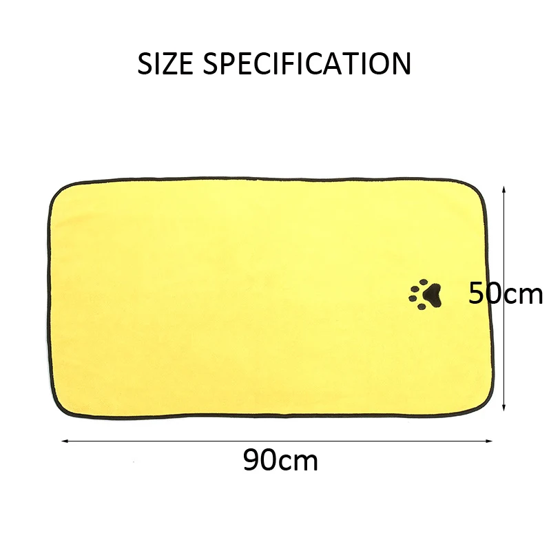 Супер абсорбирующие полотенца для домашних животных из микрофибры банное полотенце для домашних животных 90x50 см Быстросохнущий мягкий халат для собак с вышивкой в виде лап товары для домашних животных