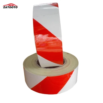 

(10 Roll/LOT) Wholesale 45M*5cm red / white Reflective Warning Tape Adhesive Hazard Warning Tape for truck