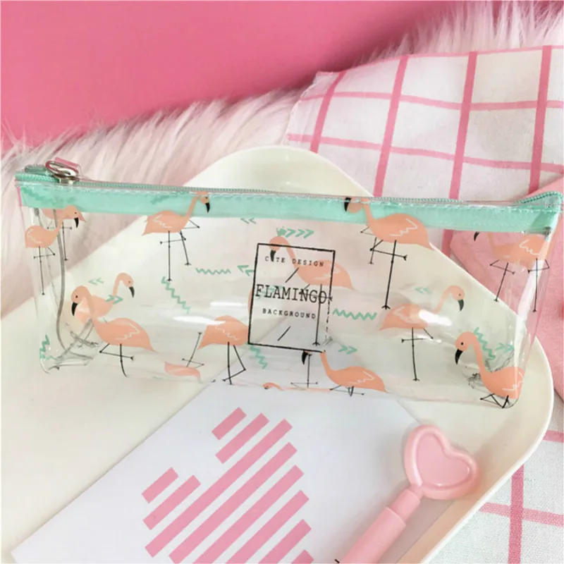 

kawaii cartoon Flamingo pattern Business Card Holder fashion Men Women Credit Passport Card Bag ID badge holder