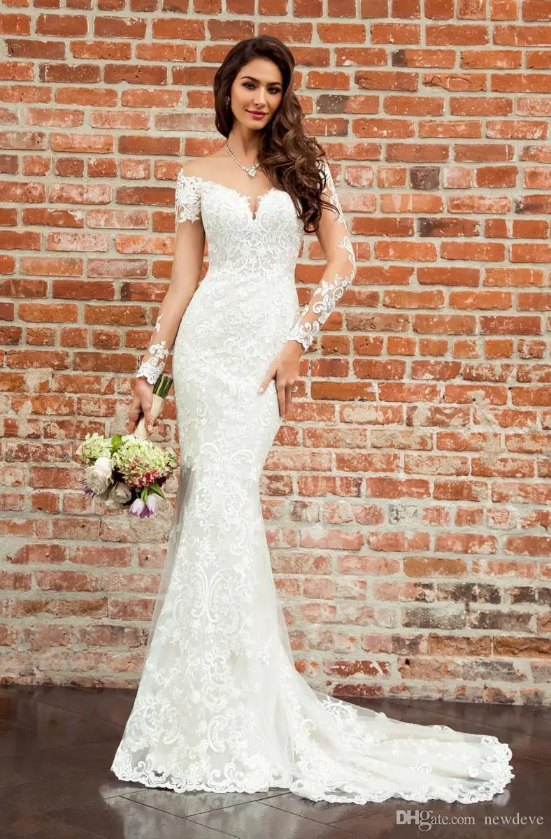 eddy-k-2019-mermaid-wedding-dresses-illusion-long-sleeves-lace-appliques-bridal-gowns-bohemian-sweep-train-beach-boho-wedding-dress (2)
