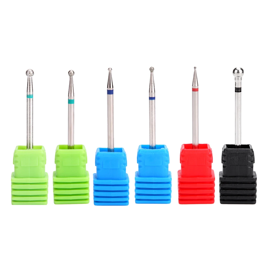 2.35mm Ball Head Nail Drill Bit Polishing Barrel Head Nail Files Bits For Nail Art Manicure Machine Accessories 6Pcs
