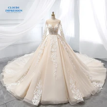 Свадебное платье с длинным рукавом, а-силуэт, сексуальное, милое, кружевное, аппликация, платье невесты, Vestidos de Novia, настоящая фотография