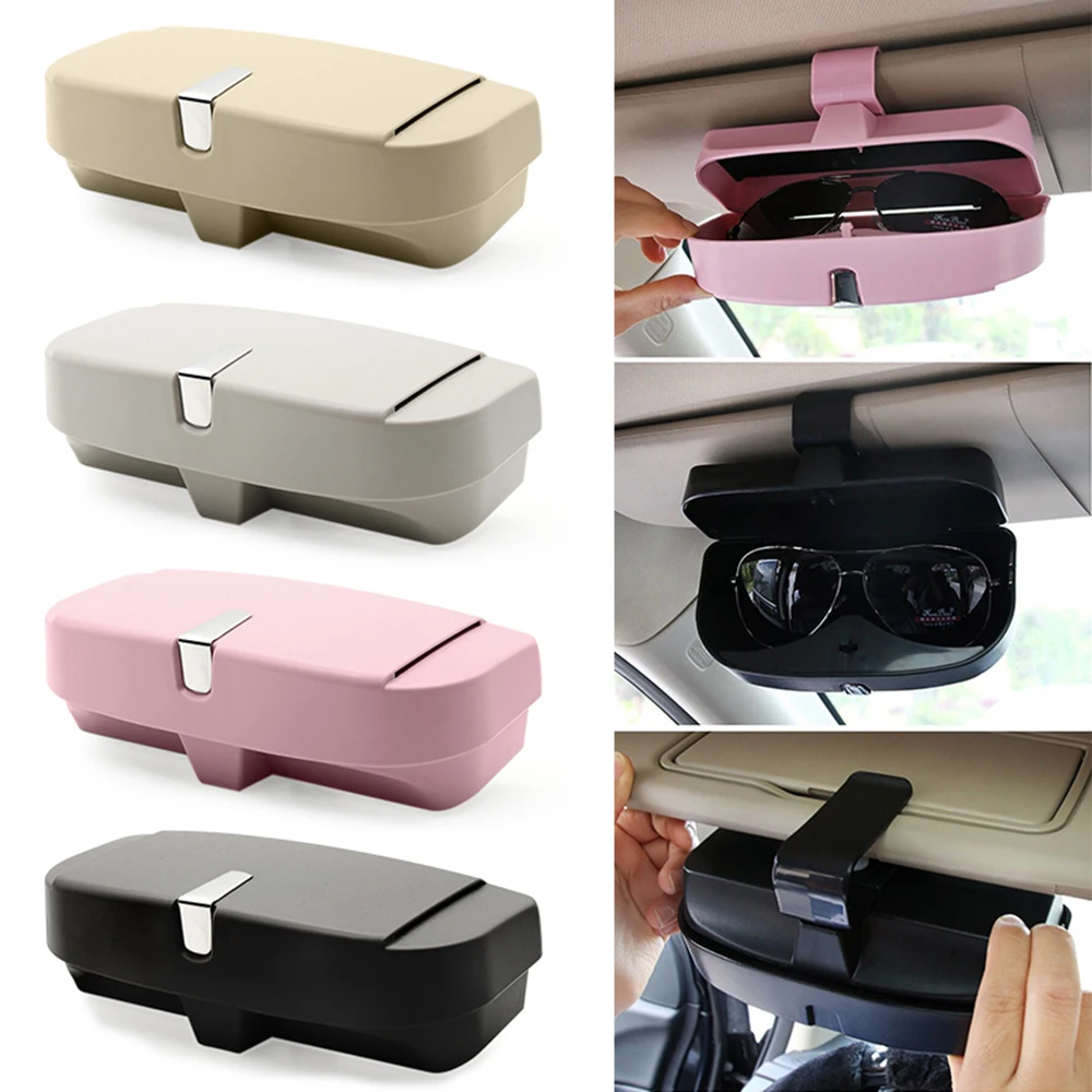 

Car Sun Visor Glasses Case Organizer Hanging Glasses Storage Box Holder Visor Sunshade Pockets Auto Decoration Car Accessories