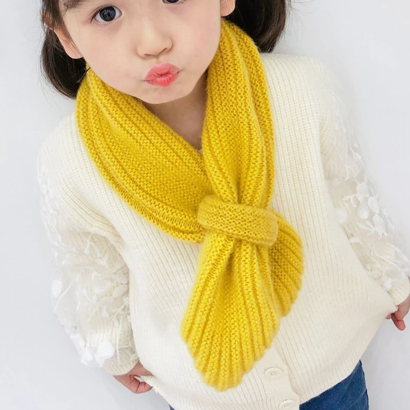winter baby girl scarf Children kids Knitted Wool Scarf Solid Color
