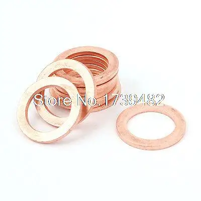 

17mm x 25mm x 2mm Metric Ring Shape Copper Flat Washer 10 Pcs