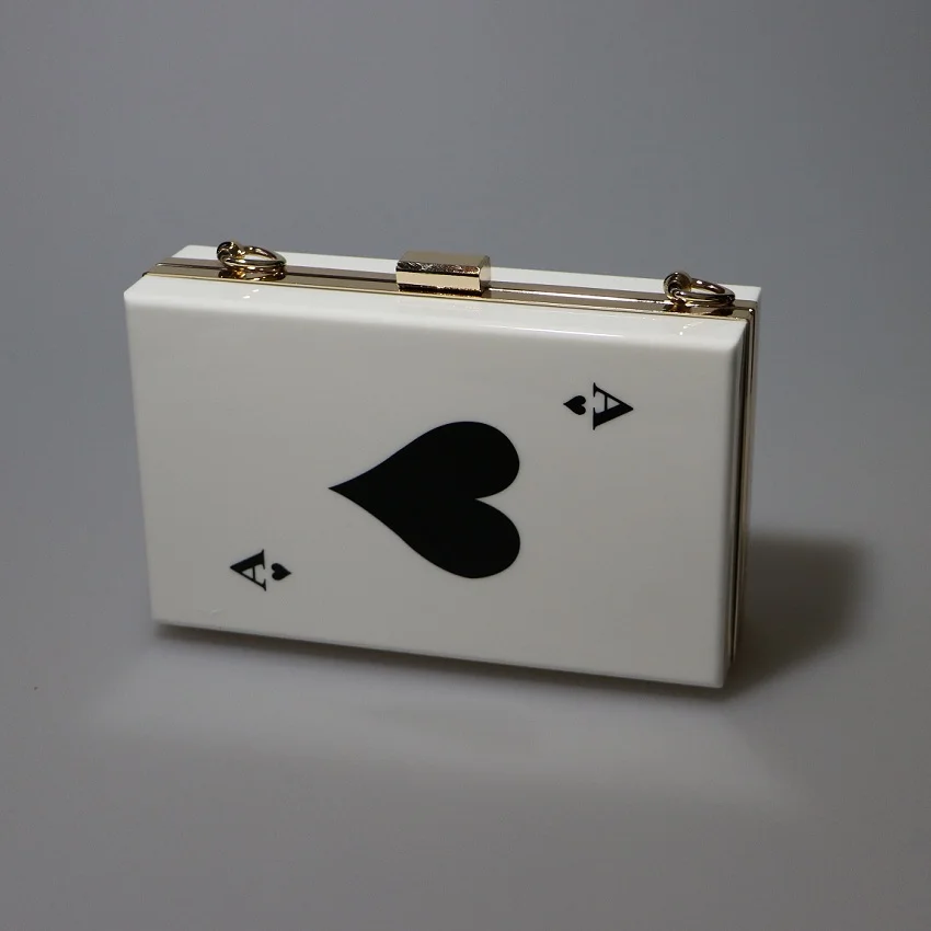

New Poker Style Women evening Bags Brand Design Women's Clutch Handbags Acrylic Fashion Lady card Clutch Bag,SKU 03AK1C3