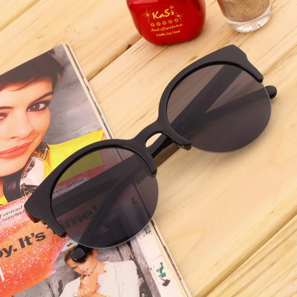 

Unisex Retro Round Circle Frame Semi-Rimless bike Sunglasses New