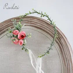 Цветок Корона Роза свадебное украшение на голову Свадебная расческа для волос растительная голова одежда для женщин Бохо Свадебные