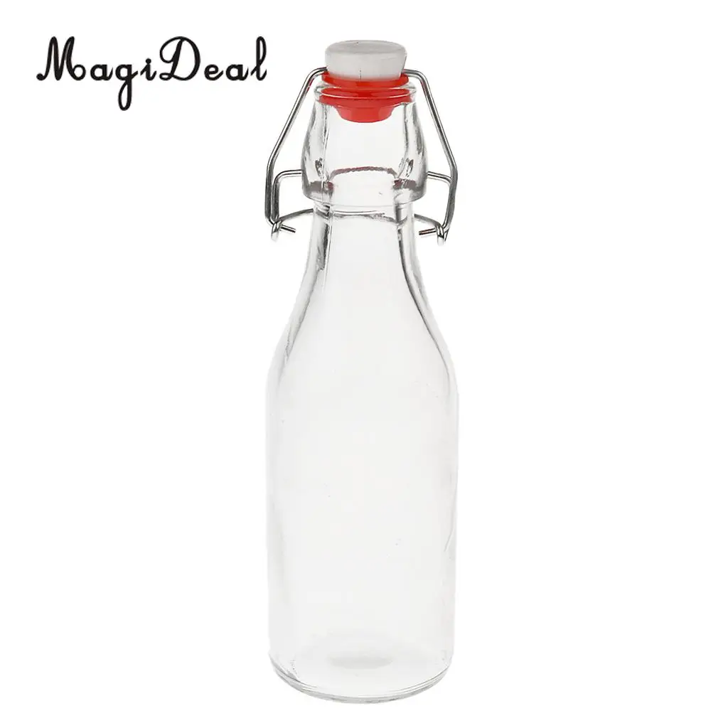 MagiDeal EASY CAP Beer Bottles -250ml 500ml 1000ml Durable Transparent Glass for Brewing Beer Wine Bottle Kitchen Dining Tool