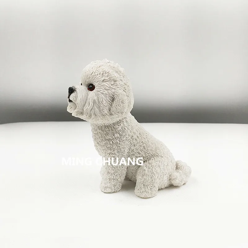 Cute-Simulation-Puppy-Statue-Bichon-Frise-Small-size-terriers-The-pet-dog-Bust-Resin-Action-Figure (3)