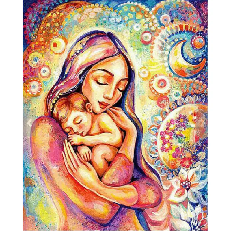 Handmade-diy-diamond-painting-Mom-and-baby-portrait-5d-diamond-embroidery-full-square-rhinestone-cross-stitch