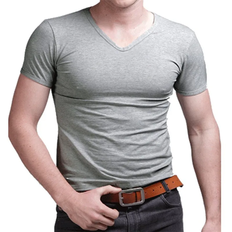 new arrival fashion casual Male modal V neck short sleeve t shirt large loose men plus size L XL