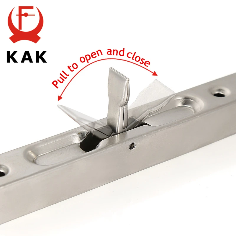 Stainless Steel Hidden Door Bolt Security Guard Door Latch Sliding Lock Bathroom Bolt Dust Proof Hardware KAK 4/6/8/10 inch door latch