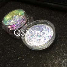 1 баночка Аврора хлопья Хамелеон порошок Неоновый хром зеркальный пигмент Единорог ногти блеск для гель лак для ногтей Дизайн ногтей маникюр