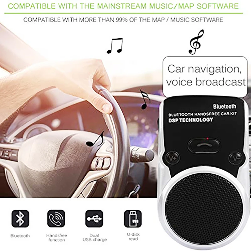 Солнечное USB зарядное устройство Bluetooth автомобильный комплект MP3 Handsfree умный