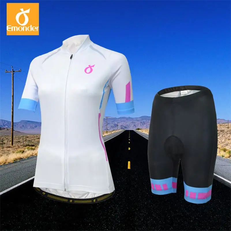 

EMONDER 2019 Pro Team Short Sleeve Women Cycling Jersey Set Summer Quick-Dry MTB breathable bike jerseys Mountain wear