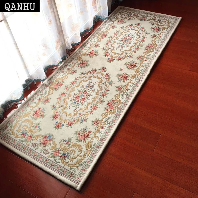 

QANHU Europe Style Machine Jacquard Washable Carpet Bedside/Window Joyous Floor Mat Washable Anti-Slip Textile #C-01