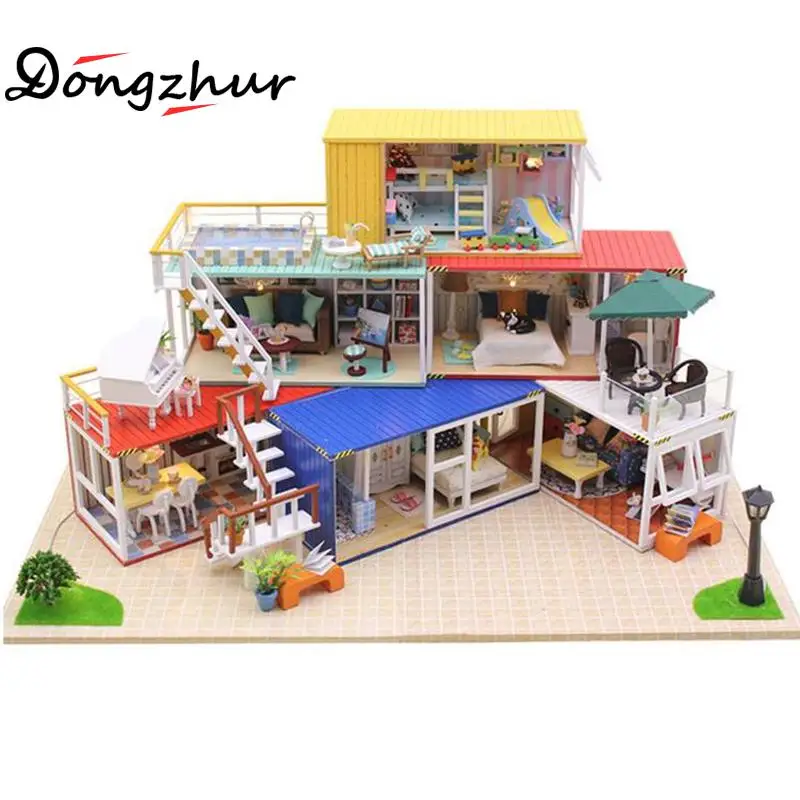 

Dongzhur Doll Toy House DIY Hut Handmade Assemble Villa Model House 3d Puzzle Miniature Room Box Learning Education Toys For Kid