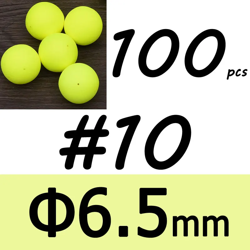 100 шт. пенопластовые шариковые бусины Beans Pompano Float Bottom Rig Такелажный материал для морской пресноводной рыбалки поддельные приманки - Цвет: Yellow size 10