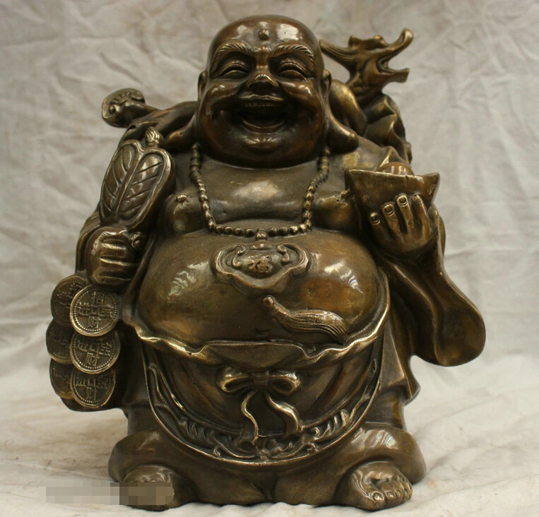 

Chinese China Folk Culture Handmade Old Bronze Brass Statue Maitreya Buddha