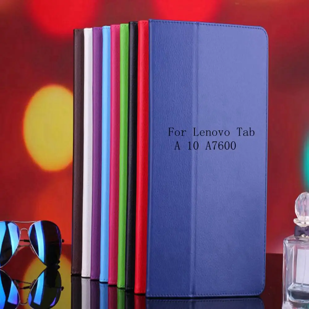 

Stand Holder Protective Shell For Lenovo Tab A 10 A7600 A7600-H/A7600-F Litchi PU Leather Tablet Cover Funda+Stylus Pen.