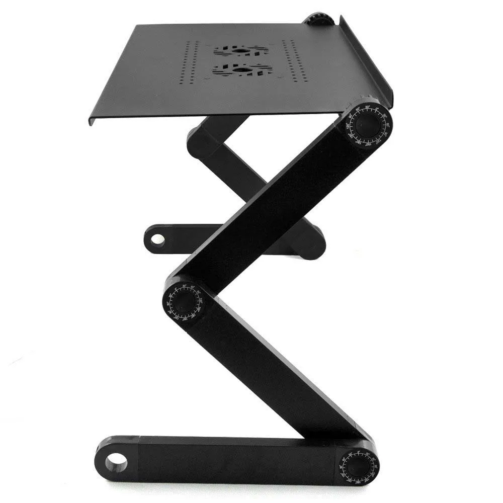

Dual fan with Mouse Board Aluminum Portable Folding Computer Desk(Black)