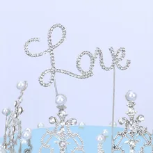 Высокие креативные Хрустальные Стразы ЛЮБОВЬ сверкающий торт Топпер Для романтической свадьбы День рождения Юбилей, вечеринка, Украшение Декор