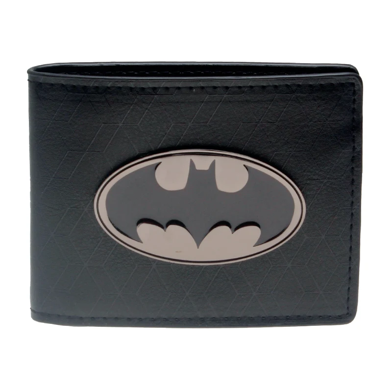Batman Printed Metal badge black Bifold Men Wallet Women Purse DFT-1327