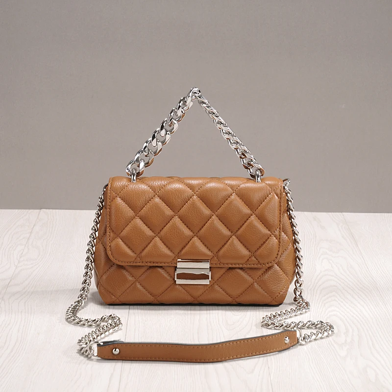

Newest 100% Genuine Leather Women Handbags Luxury Designer Ladies Fashion Chain Shoulder Bag Famous Brands Messenger Bag Brown