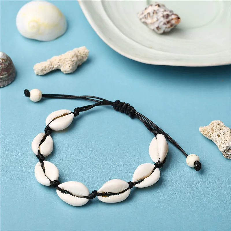 17KM Bohemian Shell Charm Bracelets For Women Adjustable Weave Rope Chain Black White Couple Bracelet & Bangles Handmade Jewelry 17KM Bohemian Shell Charm Bracelets For Women Adjustable Weave Rope Chain Black White Couple Bracelet & Bangles Handmade Jewelry