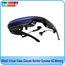 Free shipping!! 50Inch Virtual Video Glasses Monitor Eyewear Private Theater 4G Memory