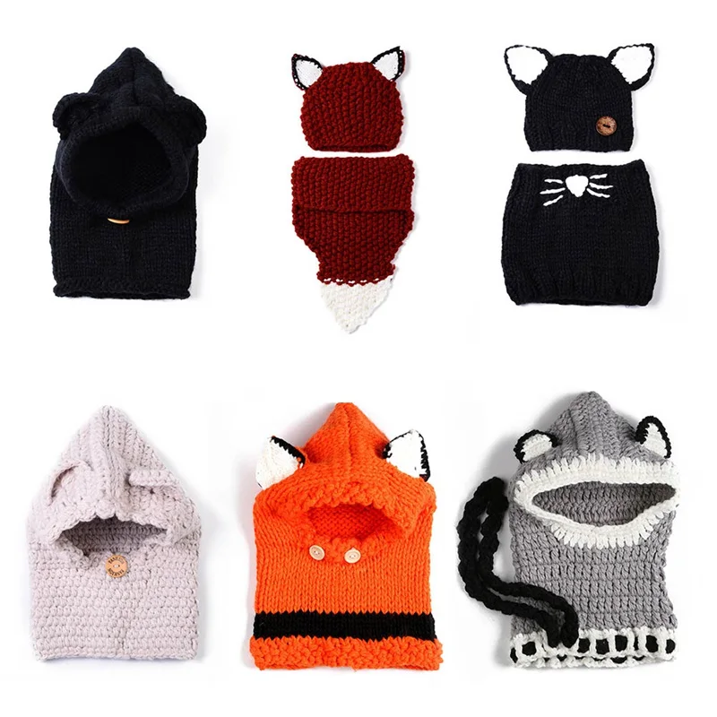 Children s Accessories Animal Shawl Hat Autumn Winter Wool Knitted Cap Scarf Baby Shawl Boys Girls Kid Hooded Cloak Hat