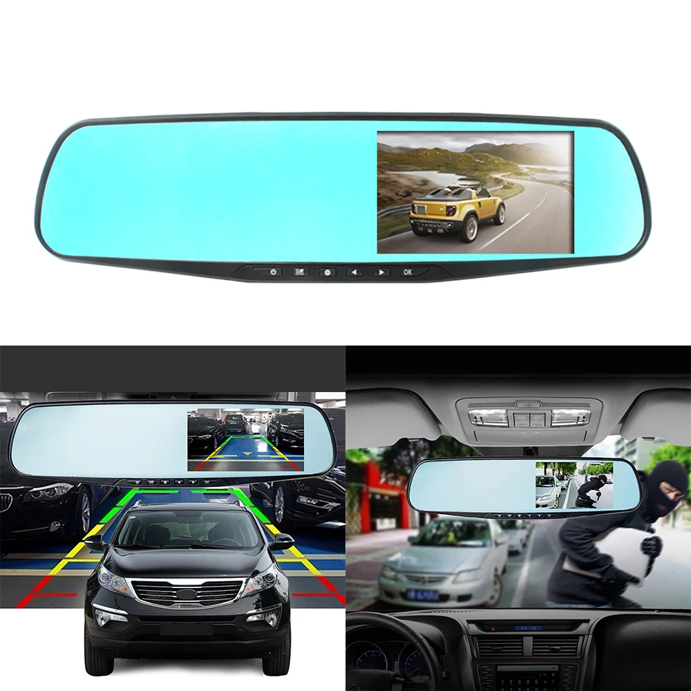 

4.3'' HD Dual Lens Car DVR Dash Cam Front Rear Mirror Digital Auto Driving Recorder Dashcam Camera Video Recorder